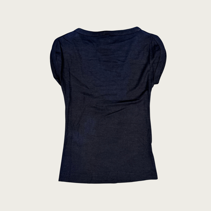 (S) 70s/80s Black/Navy Cap Sleeve Tee