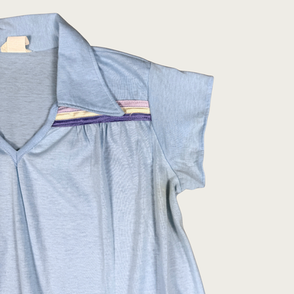 (M) 70s/80s Blue Collared Top