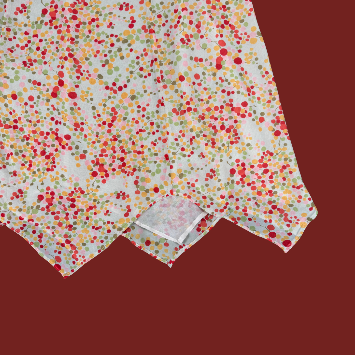 (28") Multicolor Polka Dot Handkerchief Midi Skirt
