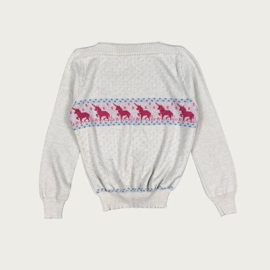 (XS/S) 60s/70s Boat Neck Unicorn Sweater
