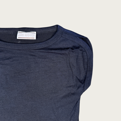 (S) 70s/80s Black/Navy Cap Sleeve Tee