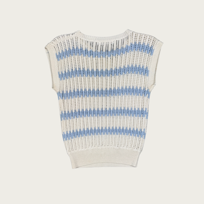 (S) 90s/Y2K Light Blue/Cream Striped Knit Top