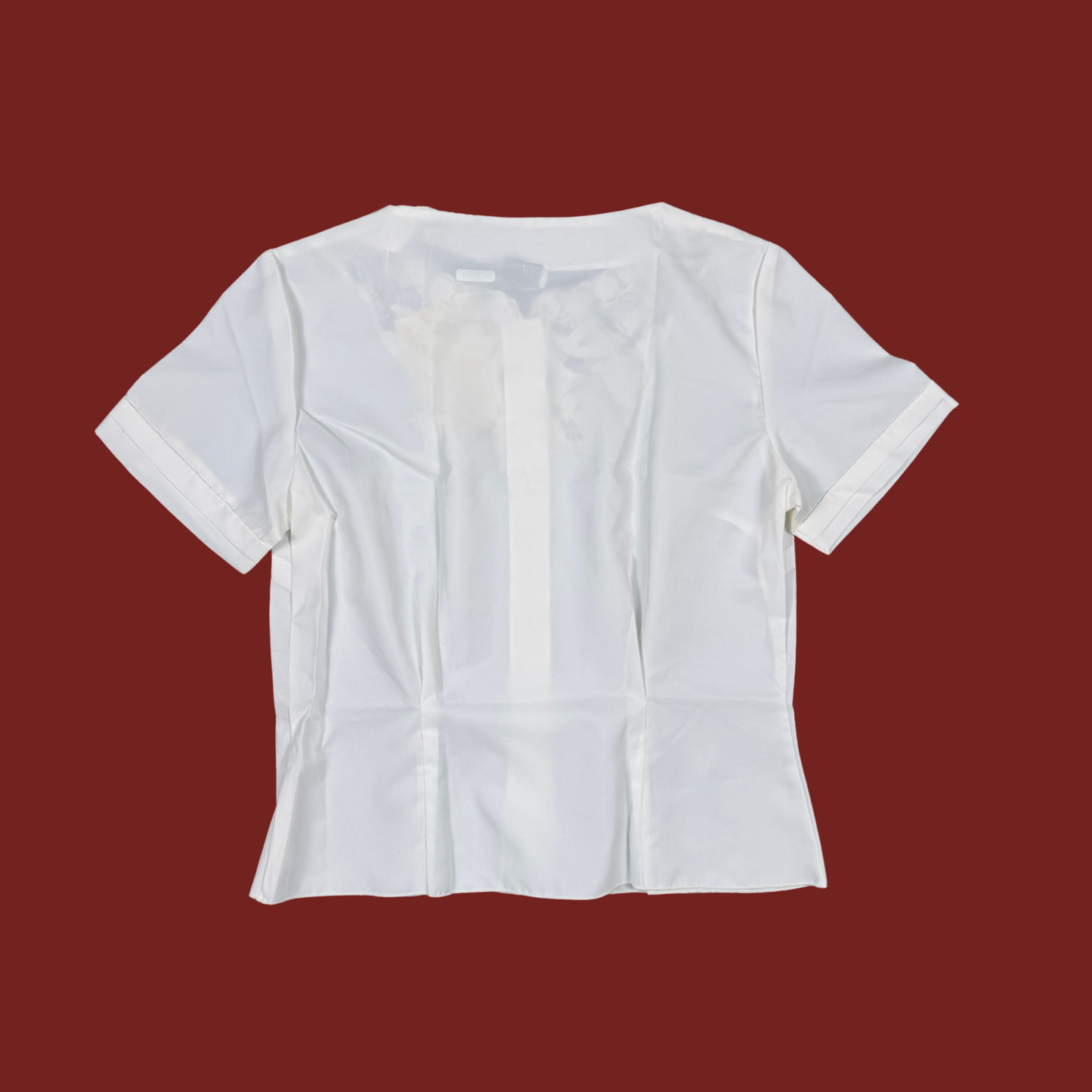 (L) 50s/60s White Lace Detailed Deadstock Blouse