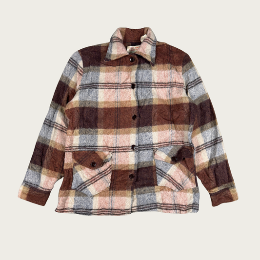 (L) 60s Plaid Mohair Blend Outer Shirt Jacket