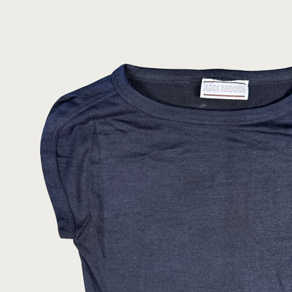 (S) 70s/80s Black/Navy Cap Sleeve Tee
