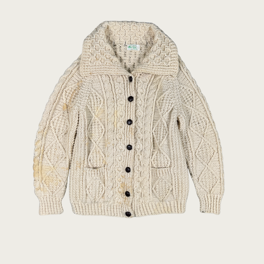 (L) 70s/80s Cream Aran Cardigan