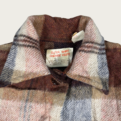 (L) 60s Plaid Mohair Blend Outer Shirt Jacket