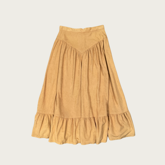 (26") Camel Lightweight Velour Midi Skirt