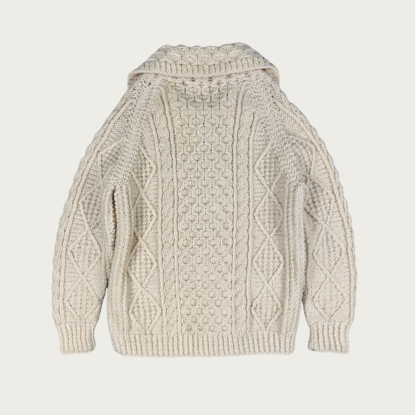 (L) 70s/80s Cream Aran Cardigan