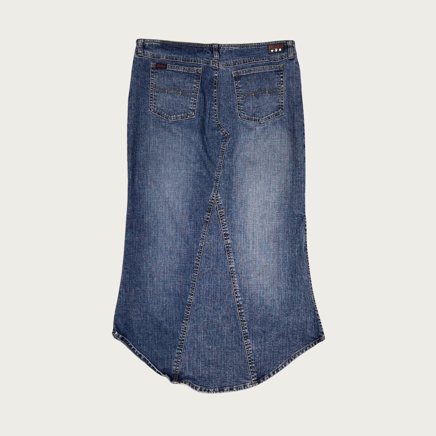 (33") Y2K Mudd Low Rise Denim Midi Skirt