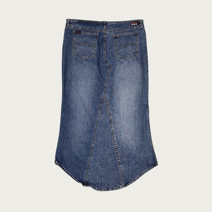 (33") Y2K Mudd Low Rise Denim Midi Skirt