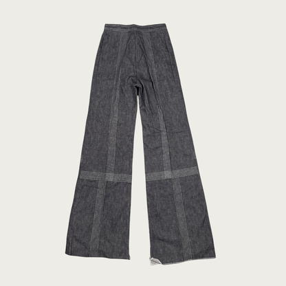 (25") 70s Grey Denim Stitched Bell Bottoms