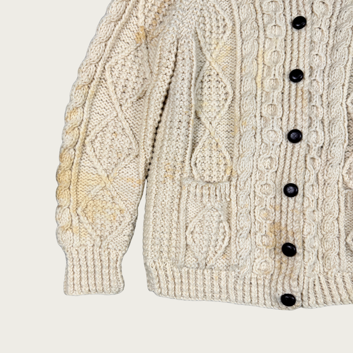 (L) 70s/80s Cream Aran Cardigan