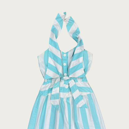 (S) Blue Striped Halter Dress