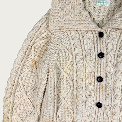 (L) 70s/80s Cream Aran Cardigan