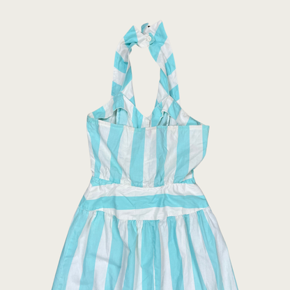 (S) Blue Striped Halter Dress