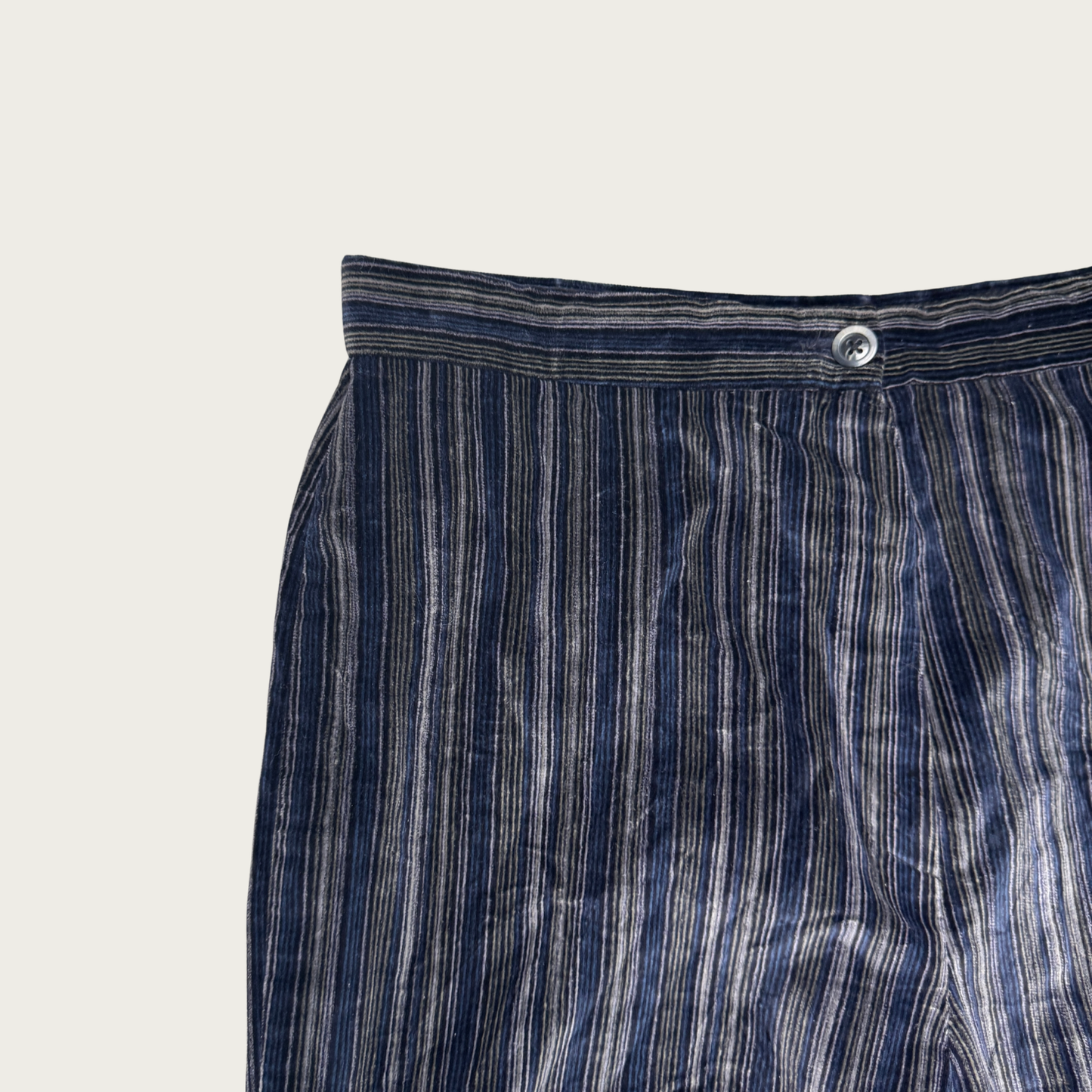 (30") 70s Navy/Gray Corduory Wide Leg Flares