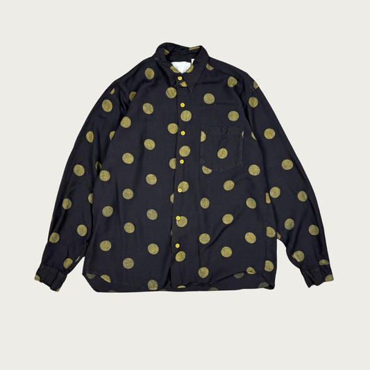 (L) Black/Khaki Polka Dot Button Up Shirt
