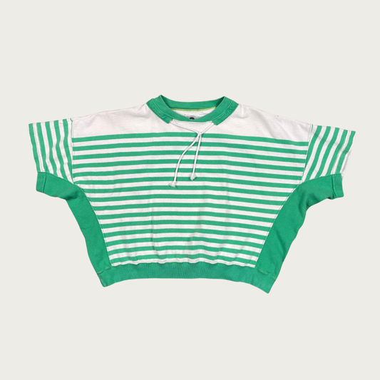 (M) 80s/90s Green/White Striped Crop Top
