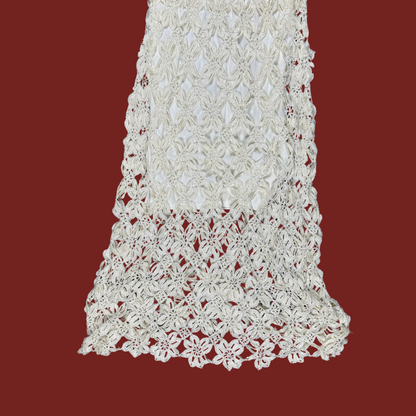 (M/L) 90s/Y2K White Crochet Maxi Dress
