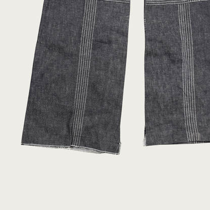 (25") 70s Grey Denim Stitched Bell Bottoms