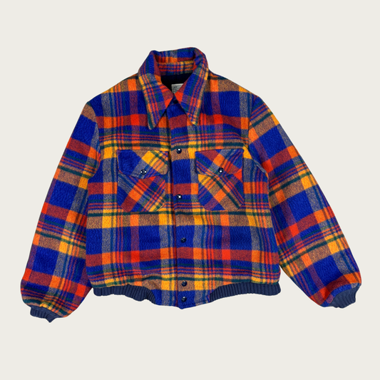 (S/M) 70s Towncraft Plaid Flannel Fleece Lined Jacket