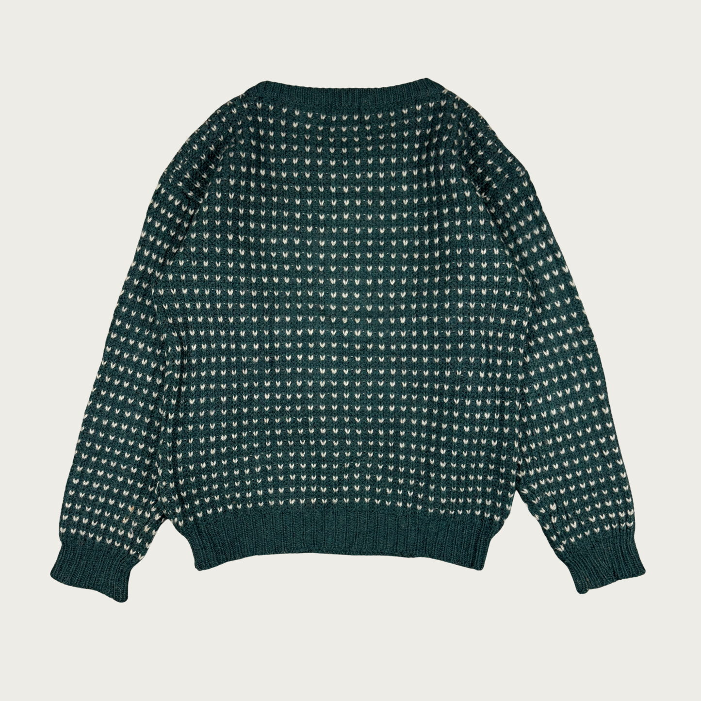 (L/XL) Woolrich Green/Cream Wool Dotted Sweater