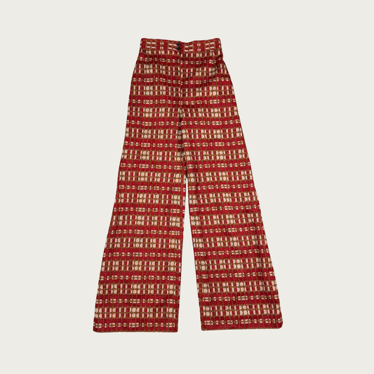 (25") 70s Red/Orange Patterned Bell Bottoms