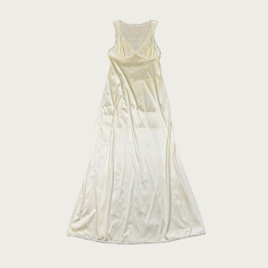 (S) 70s/80s Pastel Yellow Lace Trim Nightgown