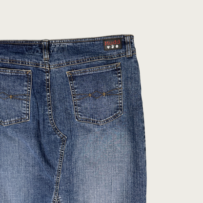 (33") Y2K Mudd Low Rise Denim Midi Skirt