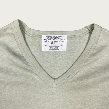 (M) 60s/70s Sears Sage Green V-Neck Tee