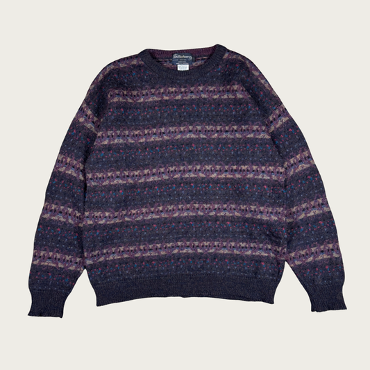 (XL) 90s Burberry Gray/Purple Sweater