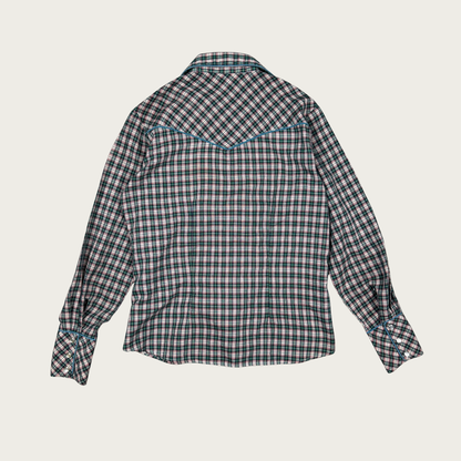 (M) Green Plaid Pearl Snap Western Shirt