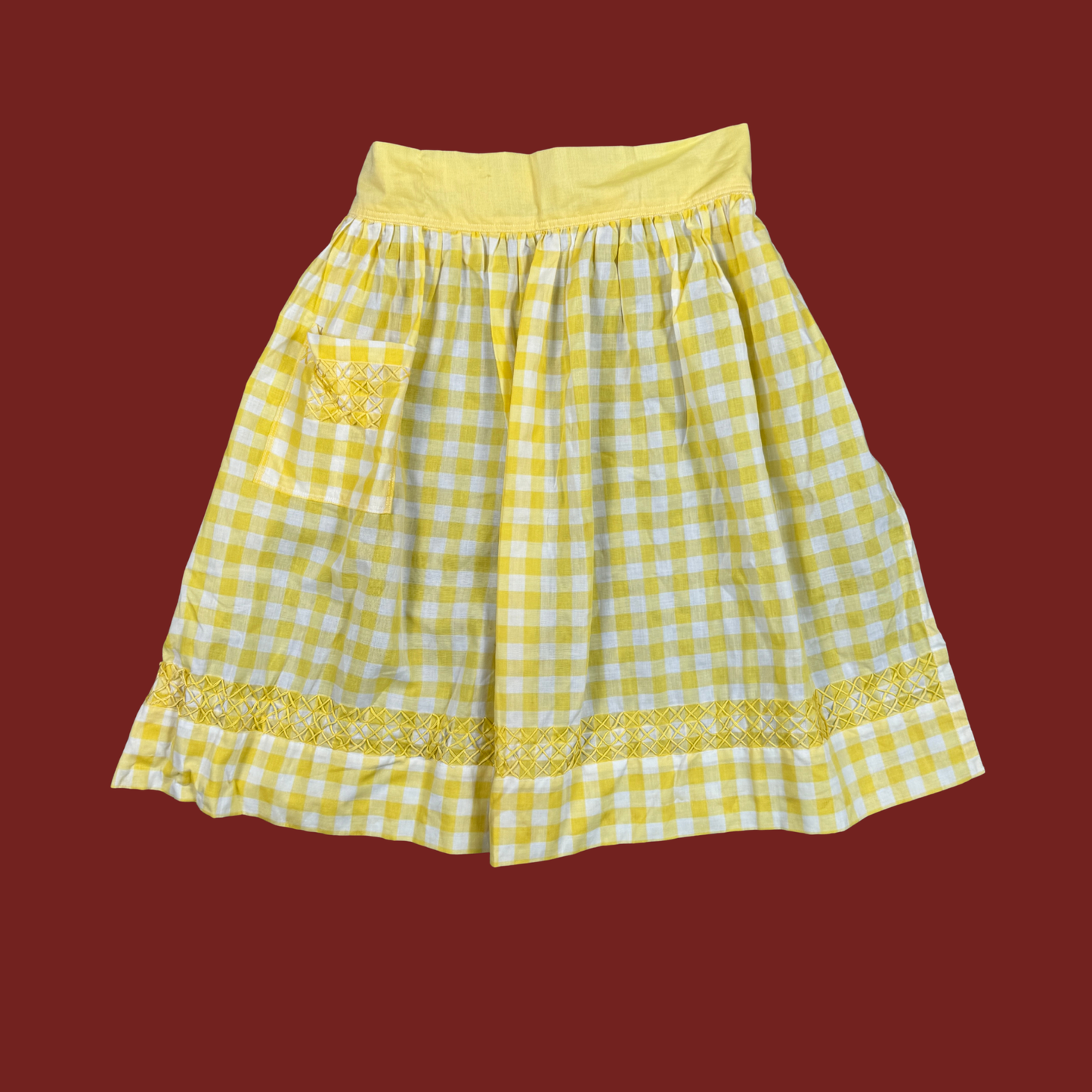 (S) Yellow Plaid Vintage Apron