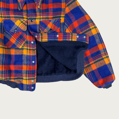 (S/M) 70s Towncraft Plaid Flannel Fleece Lined Jacket