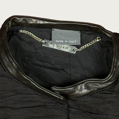 (XS/S) 2000s Alexander McQueen Black Silk Ruched Jacket
