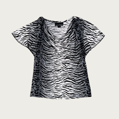 (S/M) Tiger Print Cowl Neck Top