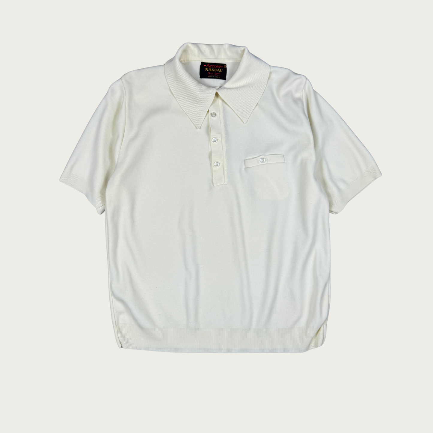 (M) 70s/80s Cream Knit Polo