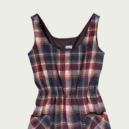(M) 80s/90s Plaid Multicolor Midi Dress