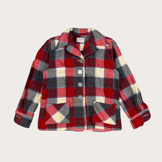 (XXS/XS) 50s/60s Plaid Wool Shacket