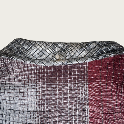 (S/M) 60s/70s Red/Gray Plaid Wool Top