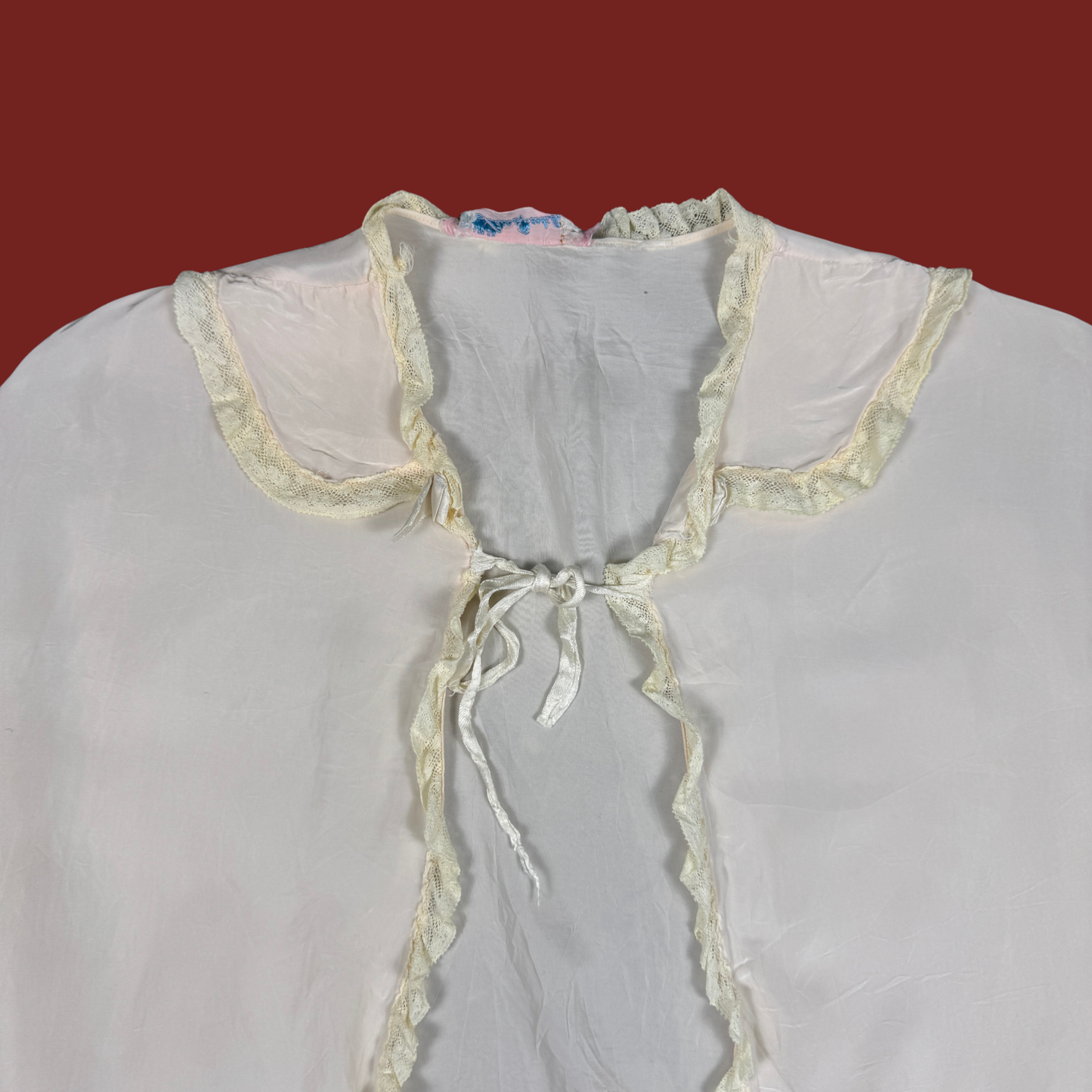 (OS) 60s/70s Lace Trim Baby Pink Slip Cover