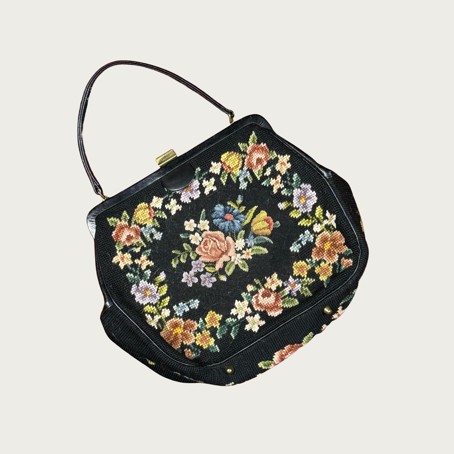 Floral Needlepoint Vintage Bag