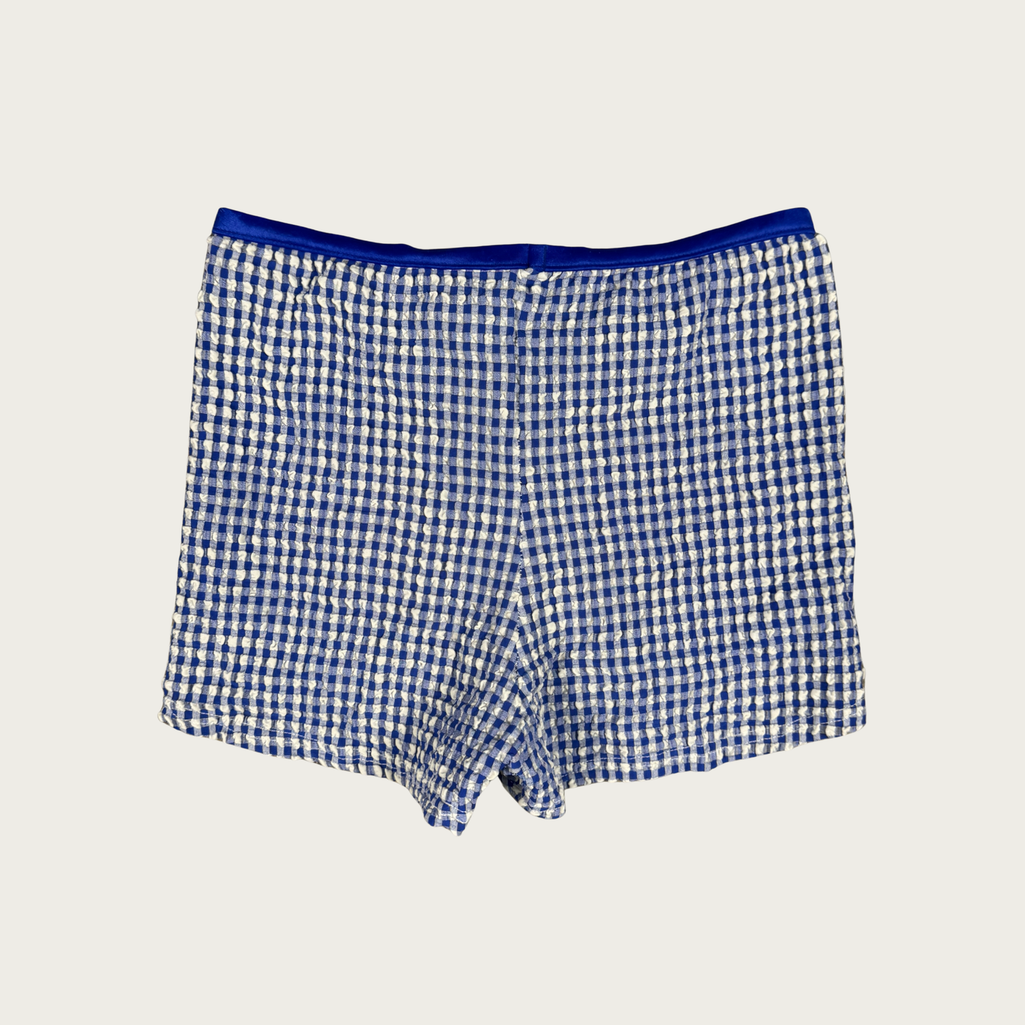 (S/M) 70s/80s Micro Mini Blue Gingham Shorts