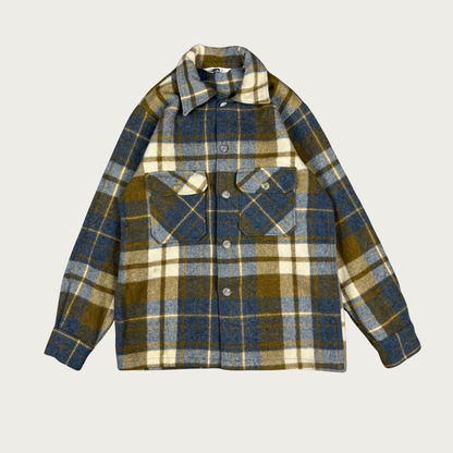 (L) 70s/80s Woolrich Blue/Beige Plaid Shirt Jacket