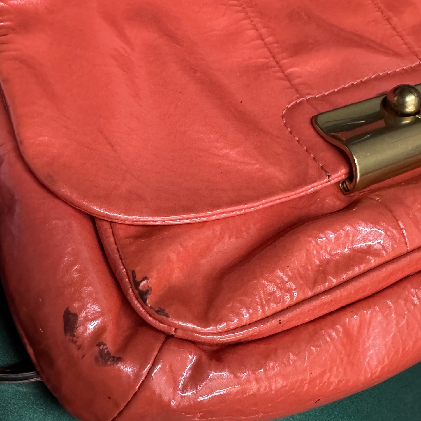 Coach Kristin Patent Leather Coral Shoulder Bag & Wallet