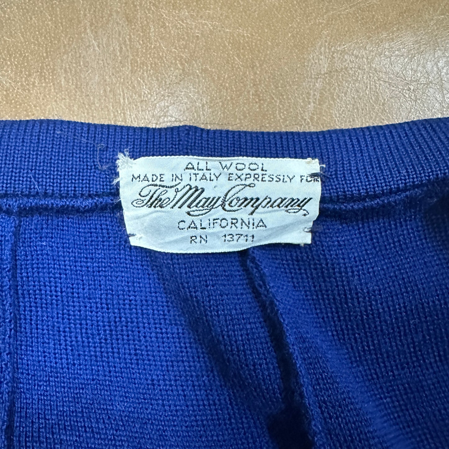 (M/L) 60s/70s Blue Wool Italian Knit Midi Skirt