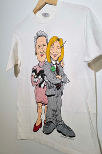 1993 "Bill & Hillary Clinton" Cartoon Tee